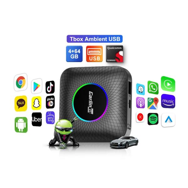 Multi Media New Cpc200 Tbox Ambient Wireless Adapter Carplay Usb 128 Gb Sim Tf Card Slot Wireless Mouse Remote Control Car Play Box Ai Android 13 SDM660