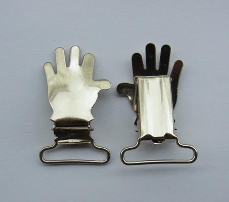 Hand shape suspender clip with nickle color for sale