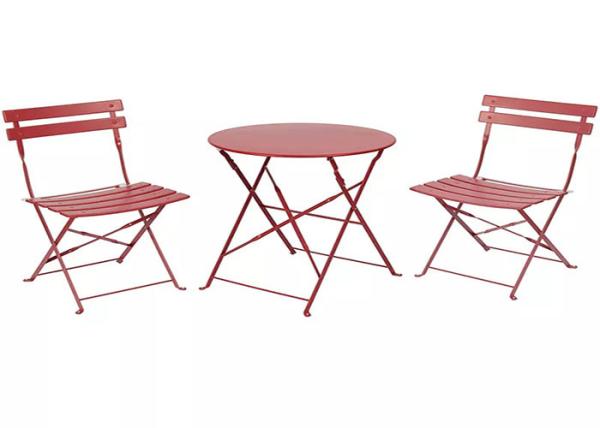 Steel Bistro Patio Outdoor Garden Folding Table And Chairs 3 Piece