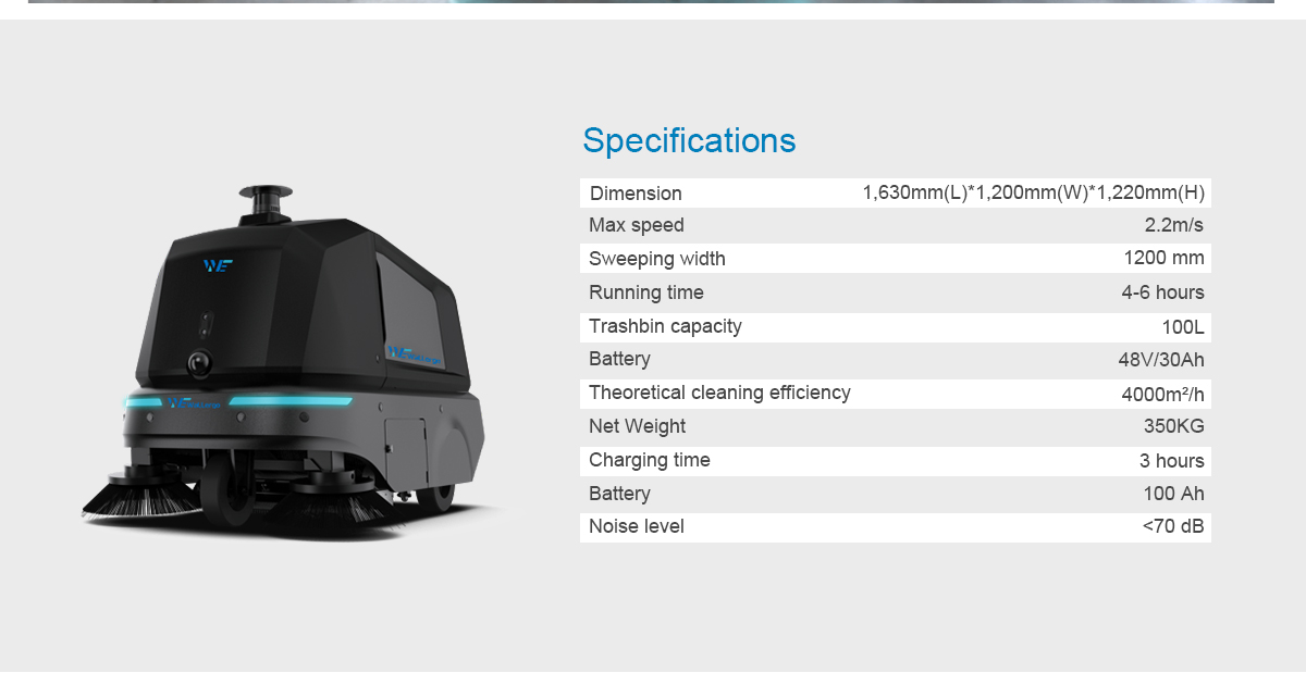 High Performance Industrial Outdoor Large-Scale Cleaning Robot 800W High Power Motor Vacuum Smart Sweeper Robot