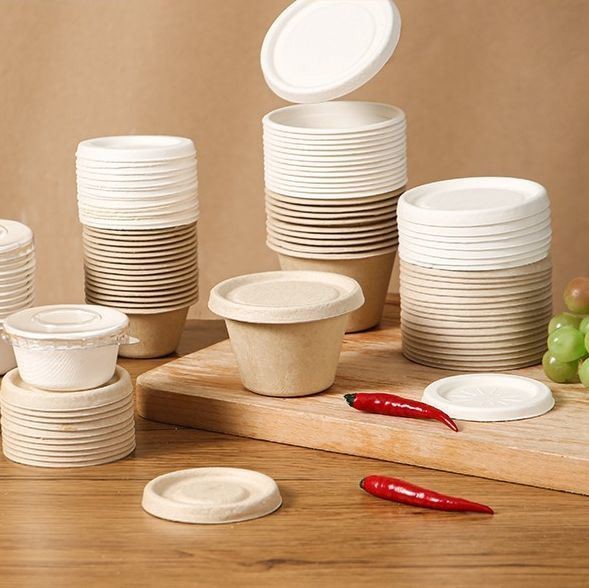 Initial Payment 2oz Disposable Sugarcane Pulp Sauce Cup Eco Friendly Sauce Container