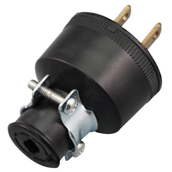 Plastic 125V 15A Flat 2 Pins Male Electrical Plug