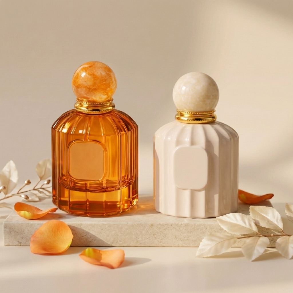 Empty Perfume Bottles 100ml Ribbed Glass Cylinder Spray Ball Round Cap