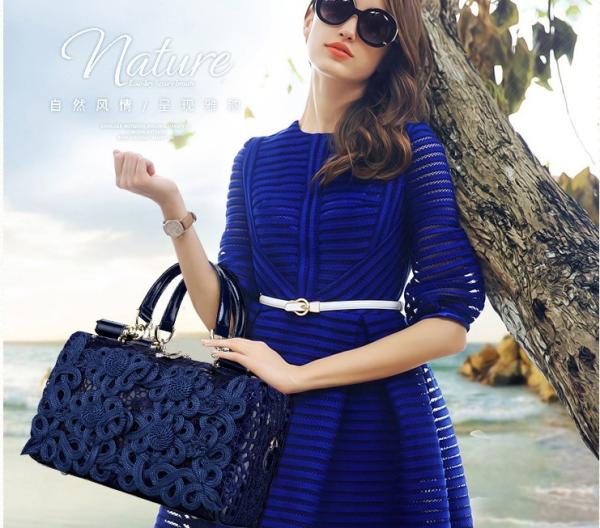 2016 new lace handbag European and American fashion handbags leather shoulder bag