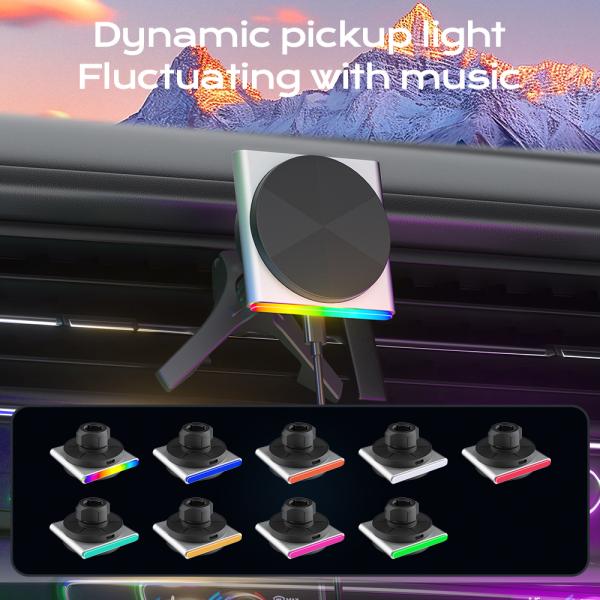 High-End Metal Magnetic Car Mount 9-Color RGB Light Effect Ultra-Thin Design One-Hand Operation Fast Charging