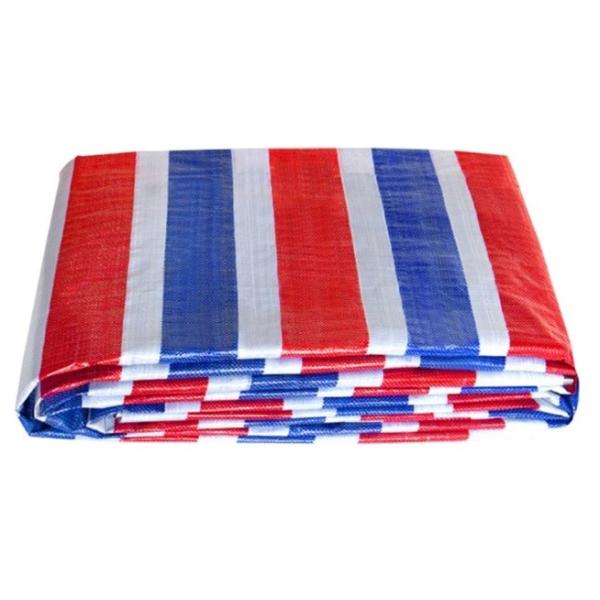 Three Color Woven Striped Fabric Waterproof PP / PE Tarpaulin