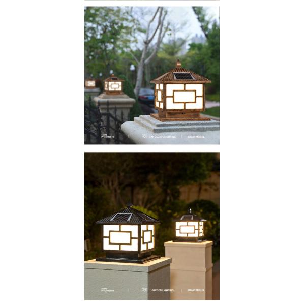 6V 9W Led Solar Fence Post Lights Garden Outdoor Traditional Square