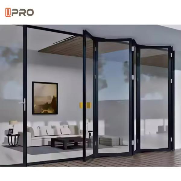 Balcony Aluminum Sliding Doors Glass Aluminum Door Entrance Folding Door Aluminium Bifold Patio With Mosquito Net For Ho