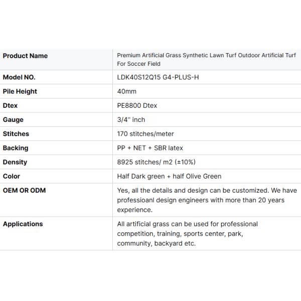 8925 Stitches/ M2 ±10% Density Soccer Green Grass Turf 60mm Artificial Turf Football Turf Grass
