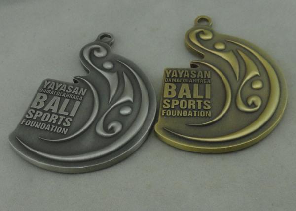 Double sides 3D Bali Sports Die Cast Medals , Antique Brass And Antique Silver Plating