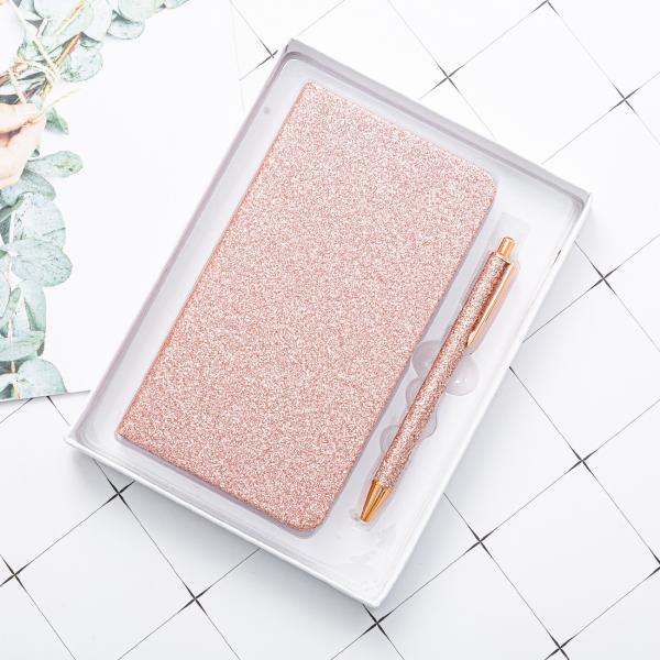 Daily Weekly Monthly Planner A6 Glitter Cover Notebook With Pen Set for Custom Girls Gift