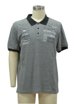 Grey Melange All Cotton Mens Polo T Shirts / Guys Polo Shirts 48 / 50 / 52 Sizes