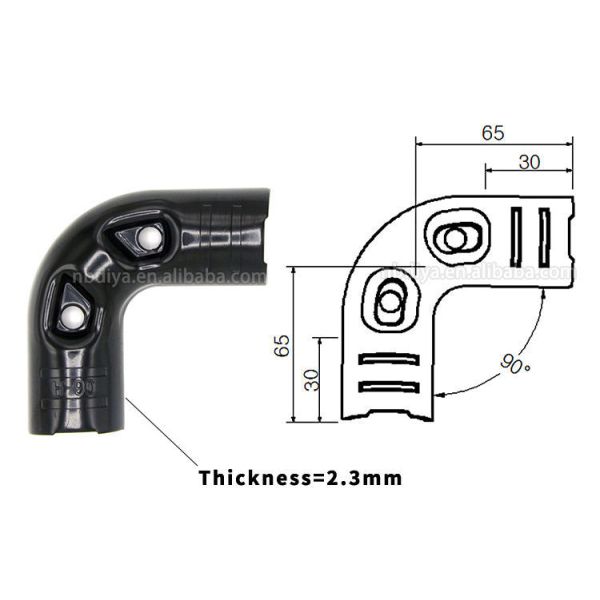 Black Plating Metal Lean Pipes Flexible Pipe Connector Metal Joint for Lean Tube