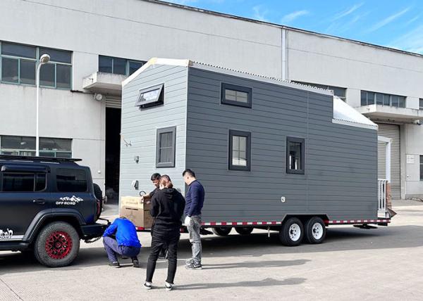 Estrutura Modular de Aço Leve Casa Prefabricada Pequena Em Rodagens Com Trailer Para Airbnb