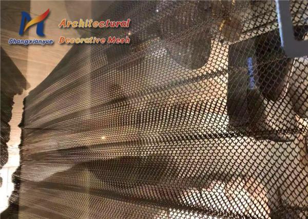 Black Misty Metal Coil Drapery Architectural Decorative Folding Curtains Aluminium