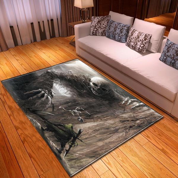 100% Polyester Living Room Floor Carpets Cross Border Skeleton Soft Bedroom Carpet