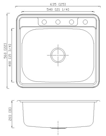 Коммерчески кухонная раковина 25