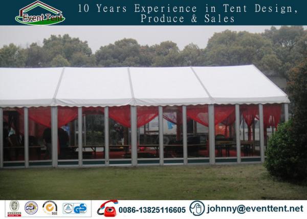 Clear Span Marquee With Glass Fire Door , Steel Clear Span Buildings Windproof White