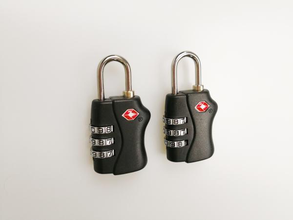 Black TSA Approved Combination Lock , PC Material 3 Combination Padlock