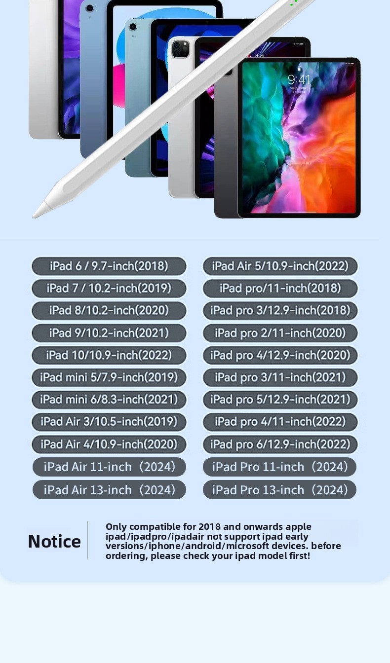 iPad Pencil Magnetic-Charging Capacitive Stylus for Pencil Alternative Compatible Touch Pen for Handwriting Model C1