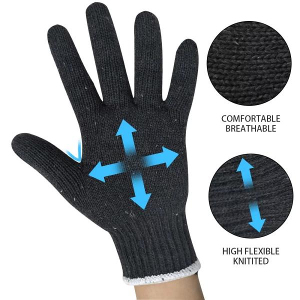 Hot Gloves Black Cotton Knitting White Cuff , Wear Resistant , Construction , Auto Repair , Hardware , Gardening Use Safety