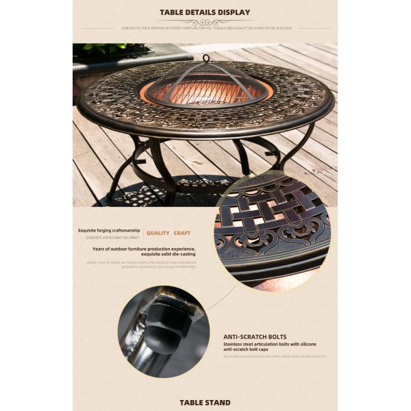 Courtyard Cast Aluminum Patio Barbecues Table And Chairs Sets