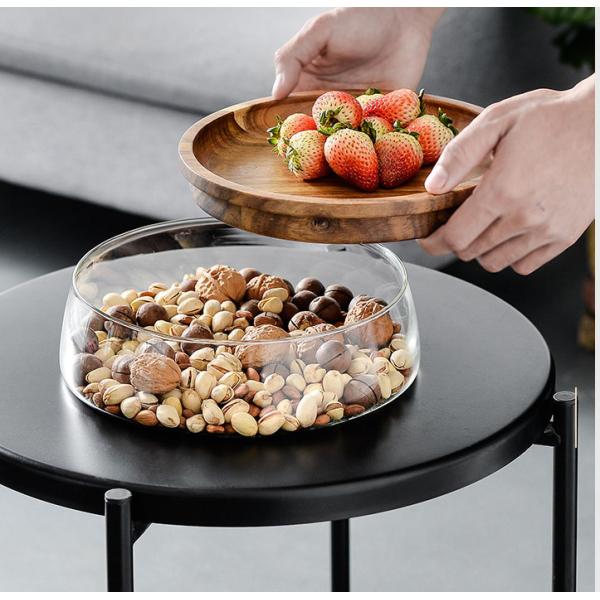 0.5L - 1L Wooden Food Container Travel Modern Glass Candy Jar