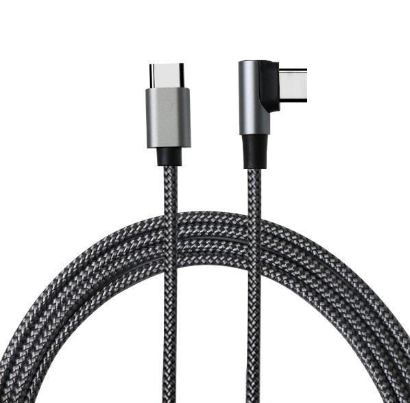 1m L-Shaped Charging Cable Heavy-Duty Nylon Braided Design in Black/White/Red/Blue