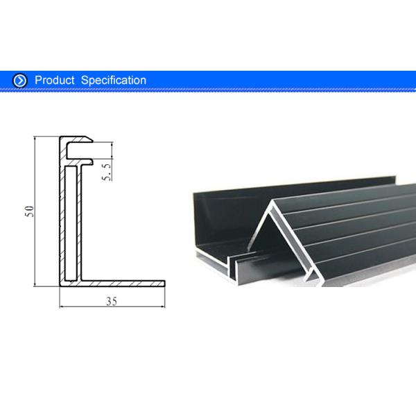 4 MM Glass 300 Watt Black Anodized Aluminum Panel Mounting Rails , Aluminum Extrusion Profile 50 X 35 Mm