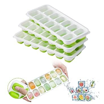 Flexible and Sustainable 4 Pack Easy-Release Ice Cube Trays for Your Freezer