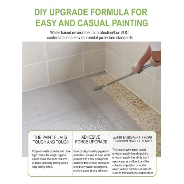 Waterproof Fast Drying Water-based Tile Paint with Strong Adhesion for Bathroom and Kitchen Ceramic Tile Renovation