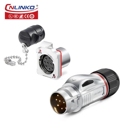 Cnlinko Connector BD24 Industrial Waterproof Metal Female Male IP68 10 Pin Plug Socket Cable Connector