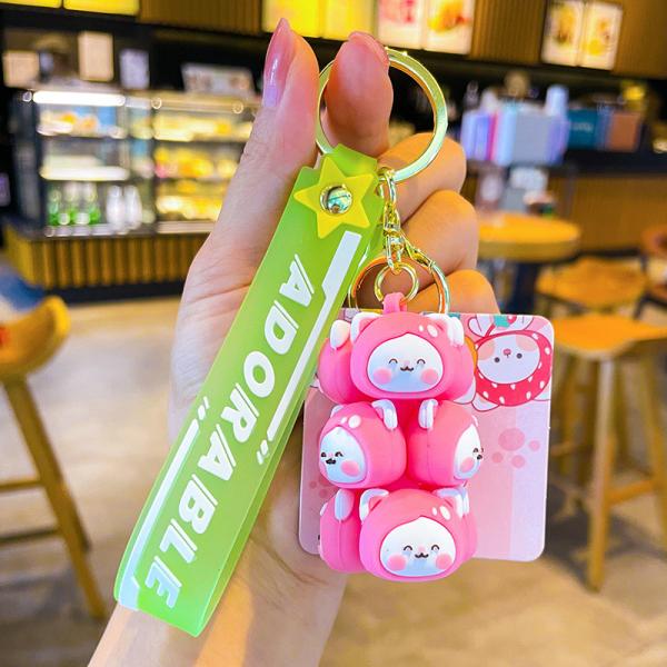 2 шт. черная белая панда и розовая свинья ключевая цепочка заклинания для женщин дети рюкзак каваи аксессуары