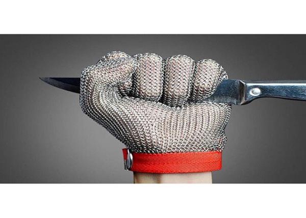 Butcher Stainless Steel Mesh Safety Gloves Flexible Wrist Strap For Home Slaughtering