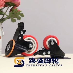 PVC 2 Inch Castor Wheels Furniture Casters With Double Brakes