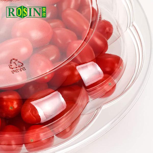 Transparent PET Plastic Fruit Packaging Disposable Salad Bowl With Lid