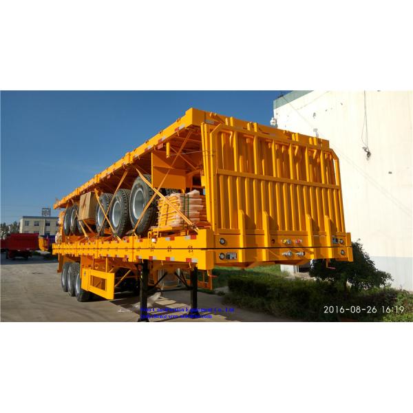 3 Axles Sinotruk Heavy Duty Semi Trailers 50000kg Flat Bed Cargo Trailer With Side Board
