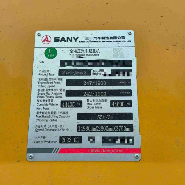 Used Sany 55T 55 Tons Truck Crane 42m Boom 2023