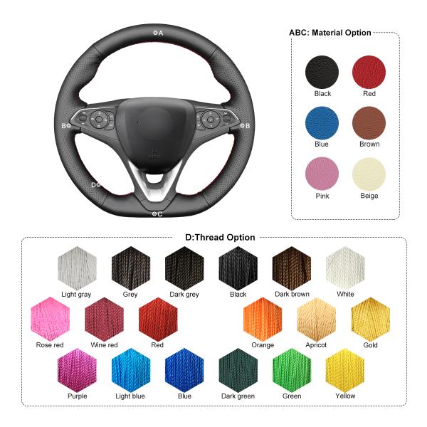 MEWANT Hand Stitch Genuine Leather Steering Wheel Cover for Opel Astra Combo Corsa Grandland X Insignia 2014 2017 2018 2019 2020
