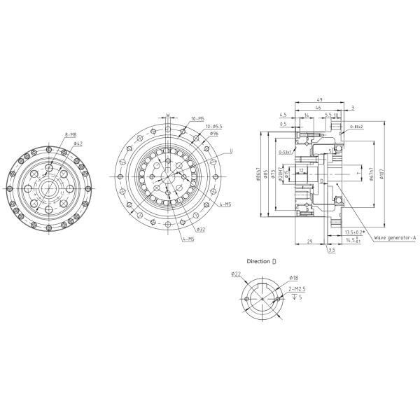 Low Backlash And High Efficiency Model 25 Strain Wave Reducer Ultralight Harmonic Gear Units
