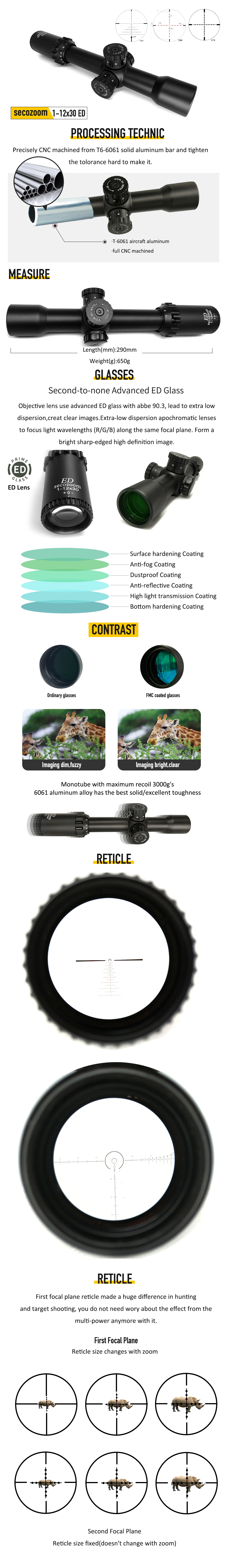 Охотящся снимая снайпер тактическое Riflescope клуба 1-12x30