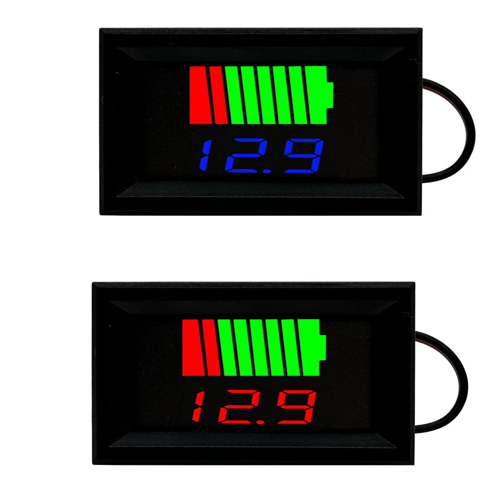 LED Voltmeter Display for Car Battery Charge Level Indicator 12V-72V DC Power Lithium Battery Capacity Meter Tester