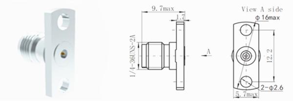 2 Holes 40GHz Flange Female RF Connector Stainless Steel Material Nickel Plated