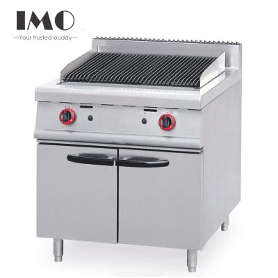 2025 Restaurant kitchen equipment for high-end dining Stainless Steel Gas Lava Rock Grill With Cabinet