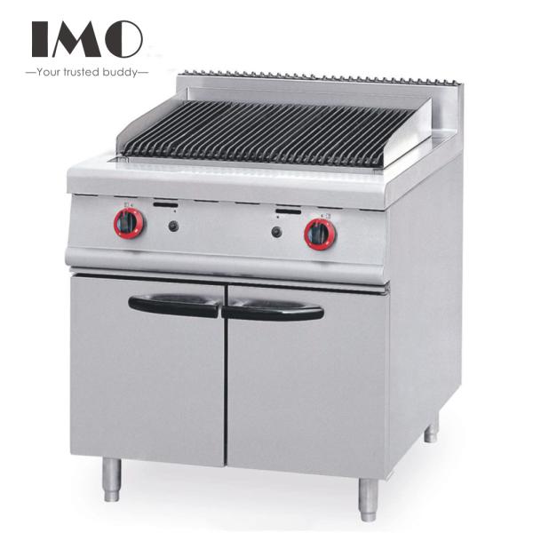 2025 Restaurant kitchen equipment for high-end dining Stainless Steel Gas Lava Rock Grill With Cabinet