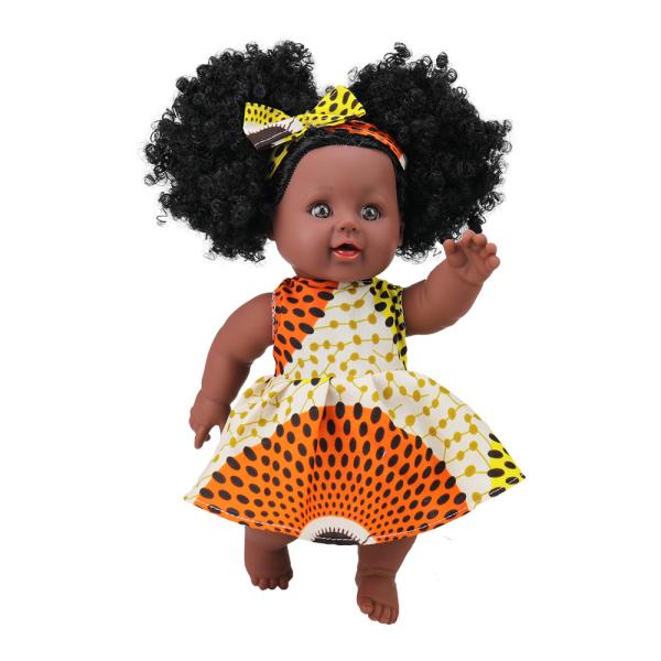 African Black Doll 35cm Vinyl Dolls customizable gift box For Kids