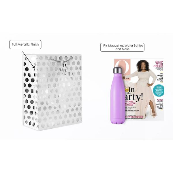 Silver Iridescent Medium Gift Bags With Handles For Weddings, Birthdays pack, Metallic Presents Wrapping Party Favor Bag