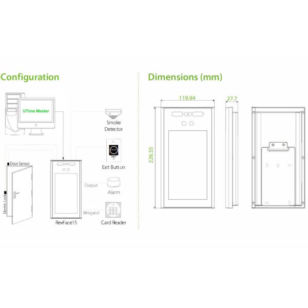 7 система замаскированная IP65 лицевая опознавания дюйма времени посещаемости RS232
