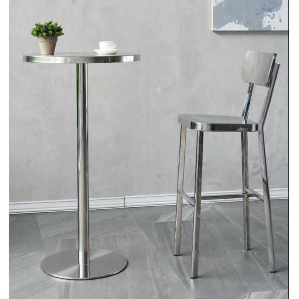 Industrial Style Outdoor Bistro Stainless Steel KTV Chair and SH60cm Bar Table Set