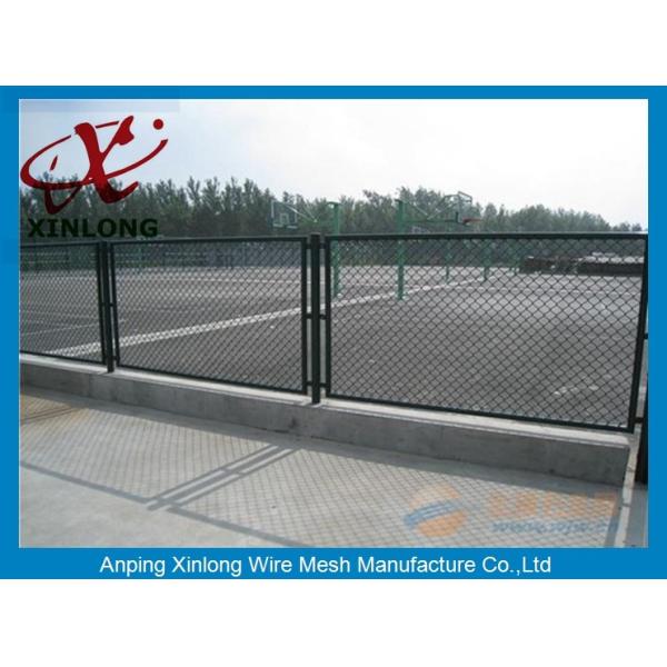 Low Carbon Steel Wire Diamond Chain Link Fence / Sports Ground Fencing